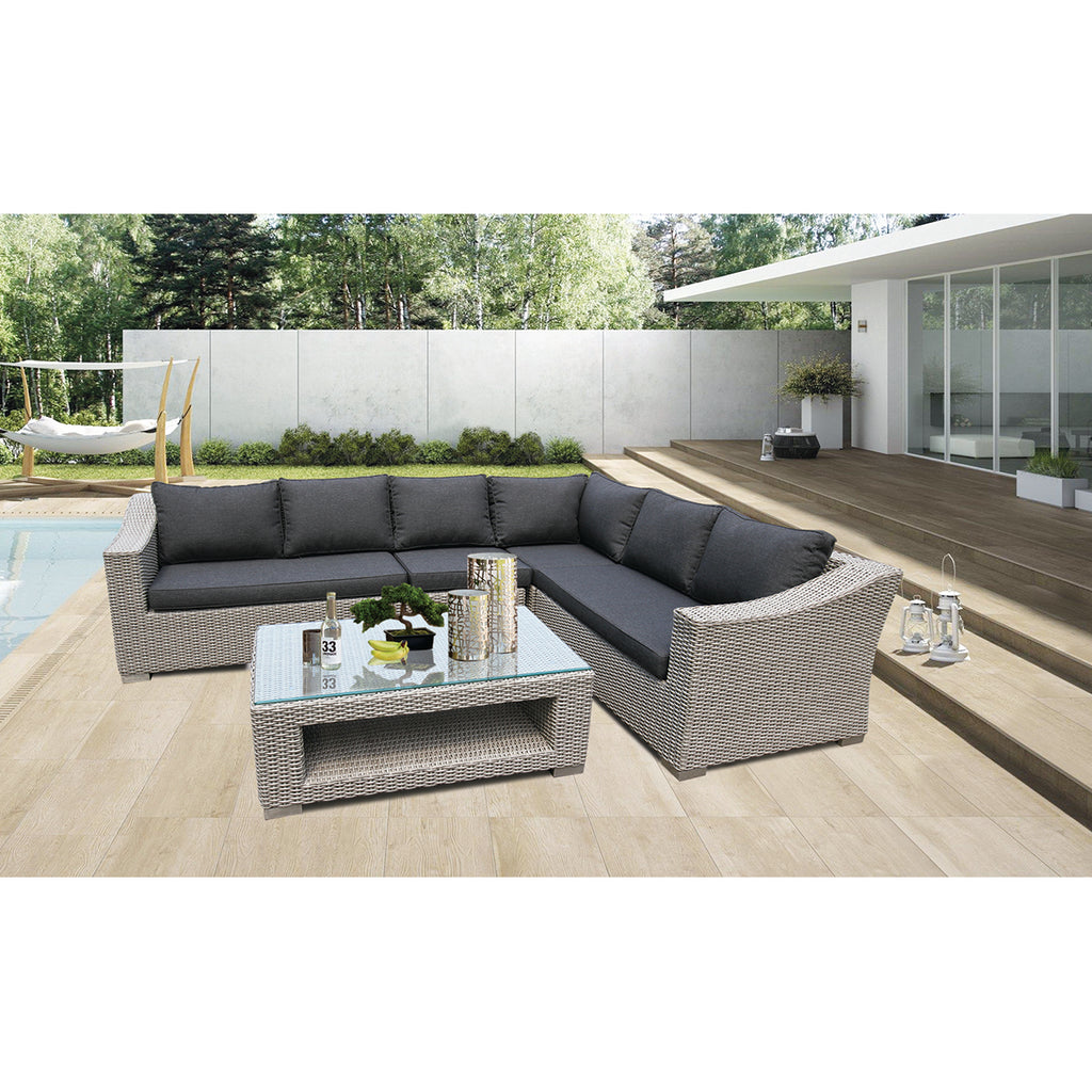 BALWYN Superior 6 Seater WideArmrest Corner Lounge Garden Set