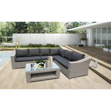 Balwyn 6-Seater Wide Armrest Outdoor Lounge Set – Light Grey Wicker