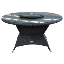 Wicker Lazy Susan Turntable – Round 60cm Dark Brown Tempered Glass