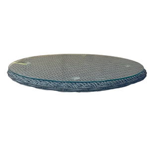 Wicker w/ Glasstop Rotating Serving Plate Lazy Susan (60cm) for Dining Table