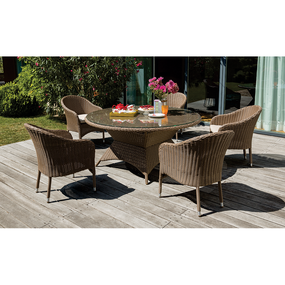PRE-ORDER CLIFTON HILL - Spacious 7 Piece Outdoor Wicker Round Table Dining Set - Furniture Star Direct