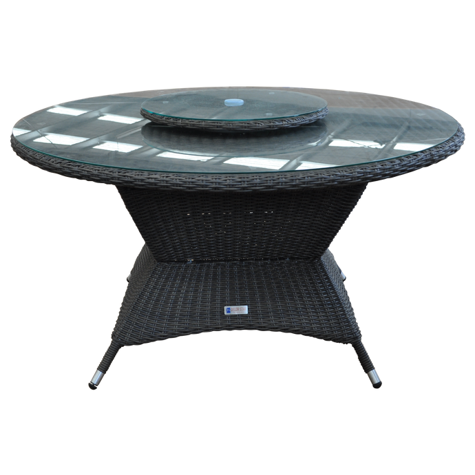 PRE-ORDER RICHMOND - Outdoor Wicker Dining Round Table 140cm with Lazy-Susan - Furniture Star Direct