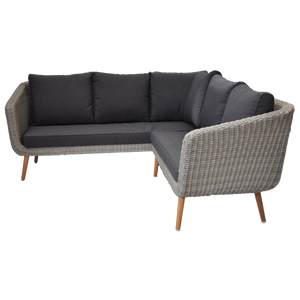 MITCHAM - 5 Seater Outdoor Timber Wicker Corner Lounge - Furniture Star Direct