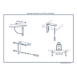 2x STEP 195 - Wall Mounted Shelf Brackets with hardware - Furniture Star Direct