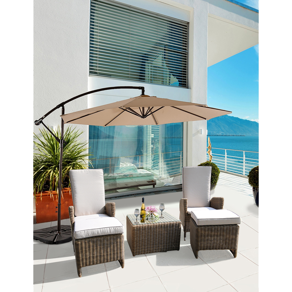 Kew All‑Weather Wicker Recliner Chair Table Set – Balcony