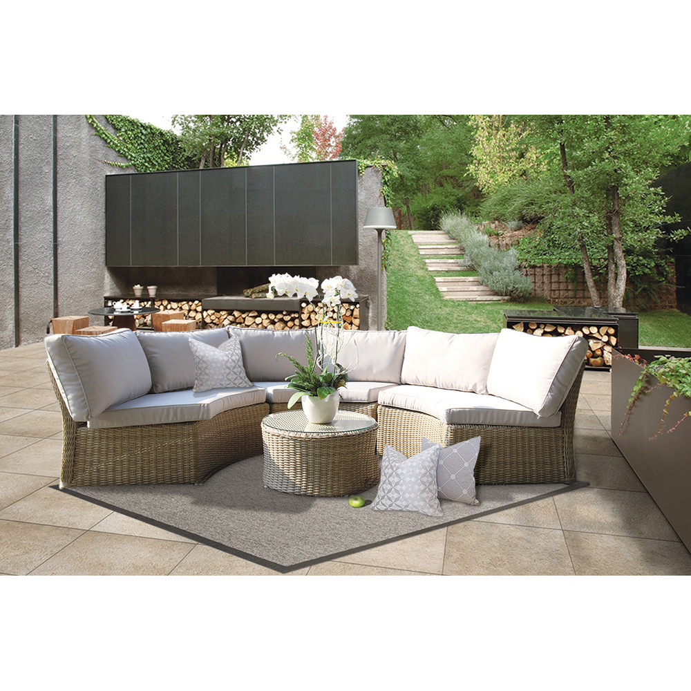 MALVERN - Outdoor Wicker Relaxing Modular Round Lounge Set - Furniture Star Direct