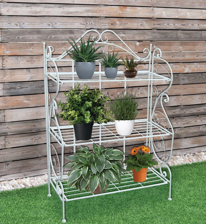 rack for plants Reservoir 3-Tier Metal Outdoor Plant Stand – Powder-Coated Steel, 74cm