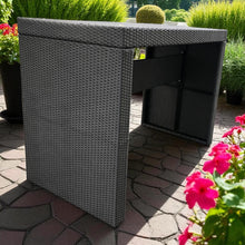 ALTONA black wicker bar high table on a patio - DECOR STAR