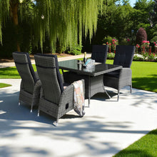 ANGELSEA 5pc outdoor dining set with rectangle table and recliner chairs on a patio - DECOR STAR