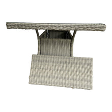Close-up of UV-resistant PE wicker weave on Angelsea outdoor dining table