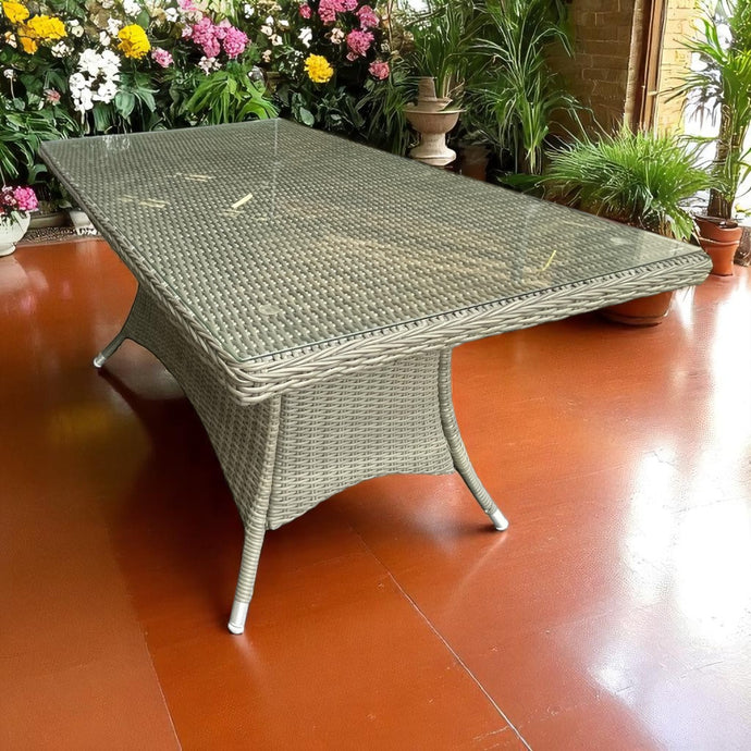 ANGELSEA - Outdoor PE Wicker Rectangle Dining Table (W160xD90xH75cm)