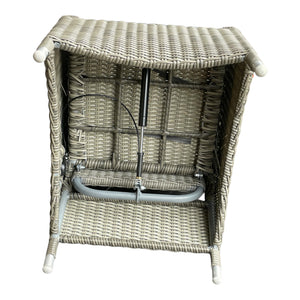 Bottom view of wicker recline high-back chair with gas-spring mechanism - DECOR STAR