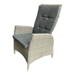 Wicker recline high-back chair with gray cushion - DECOR STAR