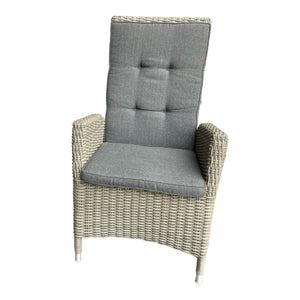 Wicker recline high-back chair with gray cushion - DECOR STAR