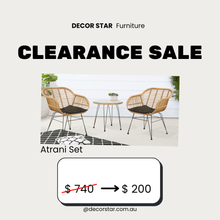 Atrani 3-Piece Wicker Outdoor Setting with Tempered Glass Coffee Table