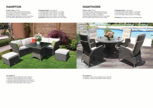 HAMPTON - Stylish Outdoor Wicker Square Table Dining Lounge Set