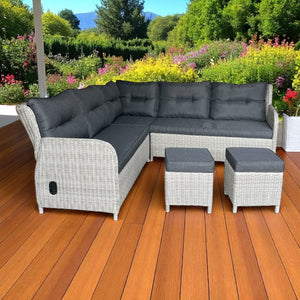Armadale 5 Seater Corner Lounge Set with Foot-stools