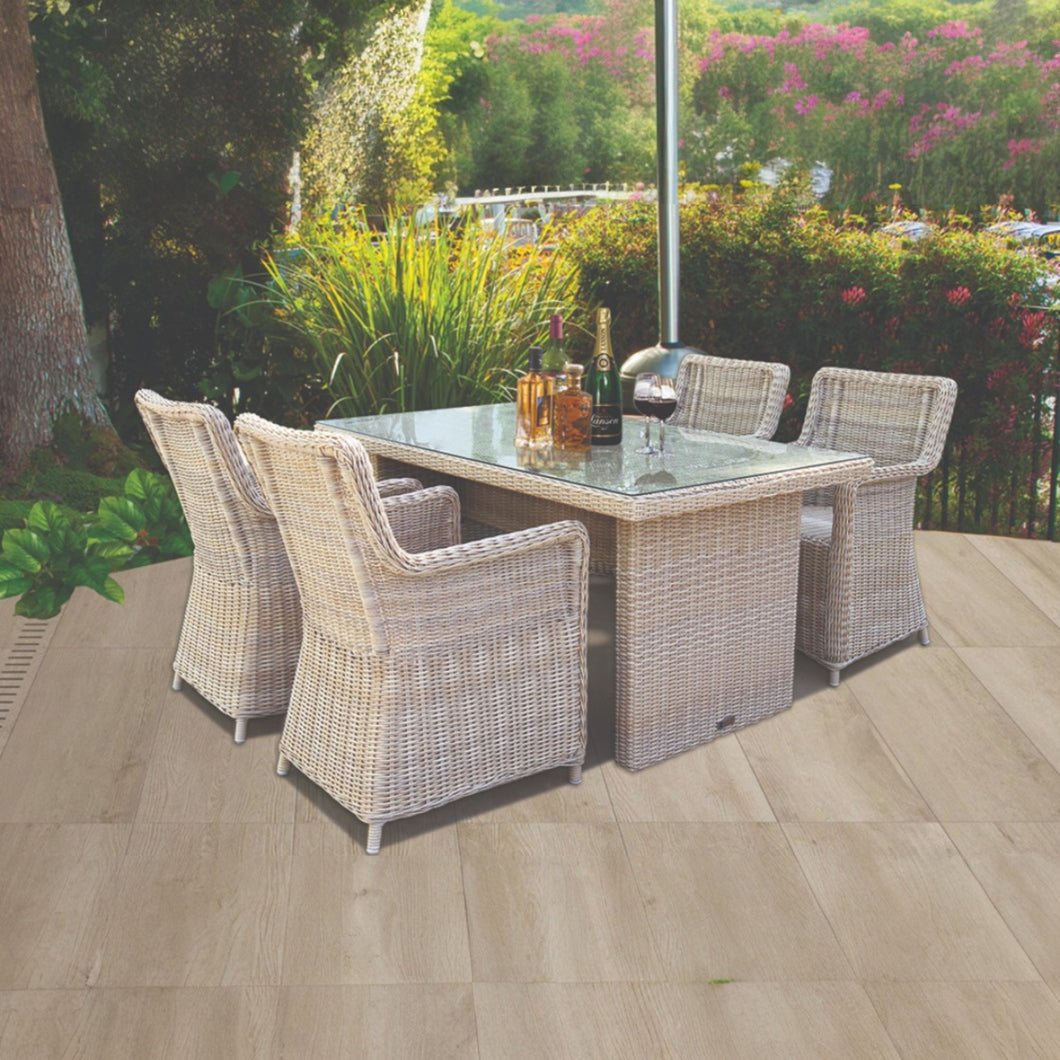 ASHBURTON 5-Piece Outdoor Dining Set - Weatherproof Wicker & Rectangle Table - DECOR STAR