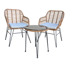 Atrani 3-Piece Wicker Outdoor Setting with Tempered Glass Coffee Table