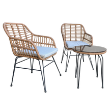 Atrani 3-Piece Wicker Outdoor Setting with Tempered Glass Coffee Table