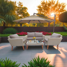 BAYSWATER 4-seater outdoor wicker patio set on a wooden deck - DECOR STAR