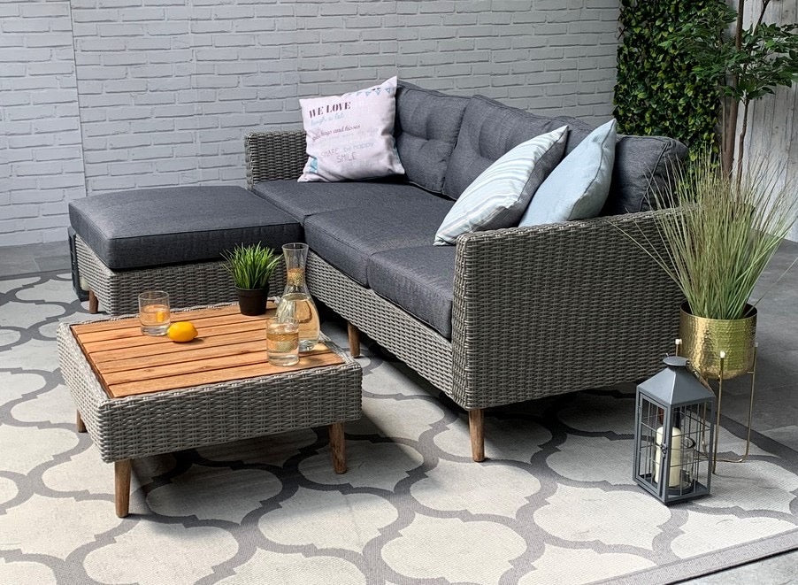 Bellbrae 3-Seater Outdoor Wicker Lounge with Ottoman & Table ...