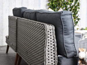 Riviera - 4 Seater Outdoor Timber Wicker Lounge with Side Table Set