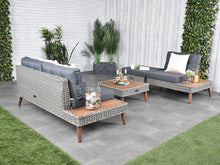 Riviera - 4 Seater Outdoor Timber Wicker Lounge with Side Table Set