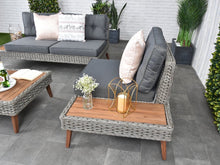 Riviera - 4 Seater Outdoor Timber Wicker Lounge with Side Table Set
