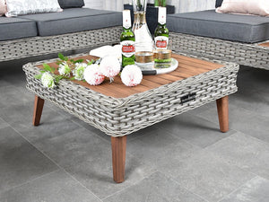 Riviera - 4 Seater Outdoor Timber Wicker Lounge with Side Table Set