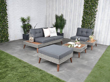 Riviera - 4 Seater Outdoor Timber Wicker Lounge with Side Table Set