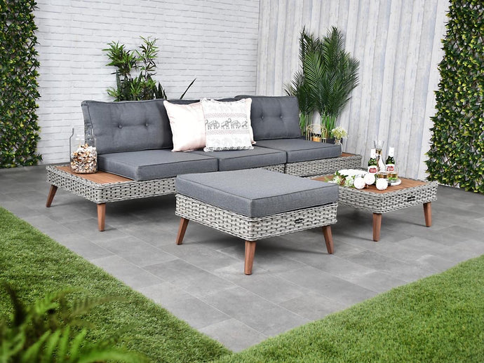Riviera - 3 Seater Outdoor Wicker Lounge with Ottoman Set