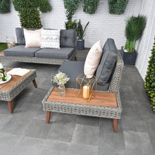 Riviera - 4 Seater Outdoor Timber Wicker Lounge with Side Table Set