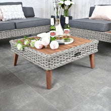 Riviera - 4 Seater Outdoor Timber Wicker Lounge with Side Table Set