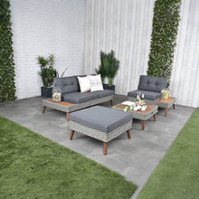 Riviera - 4 Seater Outdoor Timber Wicker Lounge with Side Table Set