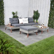 Riviera - 4 Seater Outdoor Timber Wicker Lounge with Side Table Set