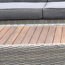 Riviera - 4 Seater Outdoor Timber Wicker Lounge with Side Table Set