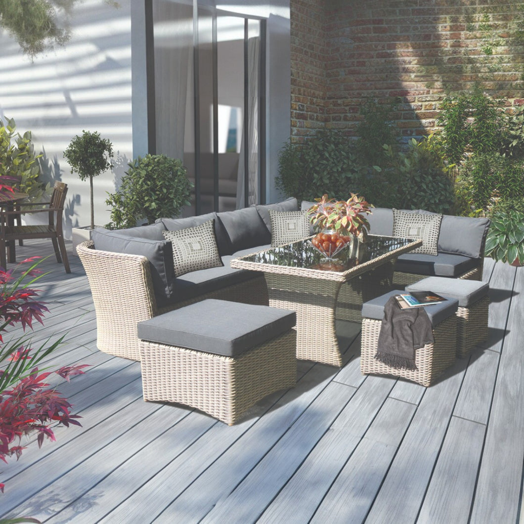 BRIGHTON - 8 Seater Outdoor Wicker Rectangle Table Lounge Set