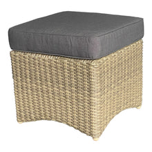 BRIGHTON brown wicker ottoman with dark cushion