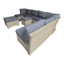 BRIGHTON corner lounge brown wicker with dark cushions - DECOR STAR