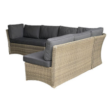 BRIGHTON corner lounge brown wicker with dark cushions