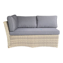 BRIGHTON corner lounge section brown wicker with dark cushions (front view) - DECOR STAR