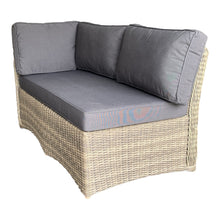 BRIGHTON corner lounge section brown wicker with dark cushions (front view) - DECOR STAR