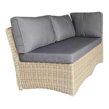 BRIGHTON corner lounge section brown wicker with dark cushions (front view) - DECOR STAR