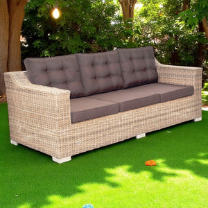 BEAUMARIS - 3 Seat Luxury Outdoor Wicker Wide Armrest Lounge Sofa