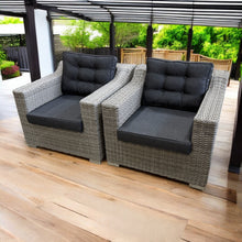Beaumaris 3-Piece Outdoor Wicker Coffee Lounge Set – Tempered Glass, Aluminium Frame