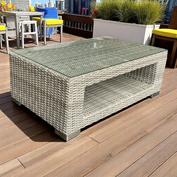 BEAUMARIS - Luxury Outdoor Wicker Rectangle Coffee Table (W115xD70xH43cm)