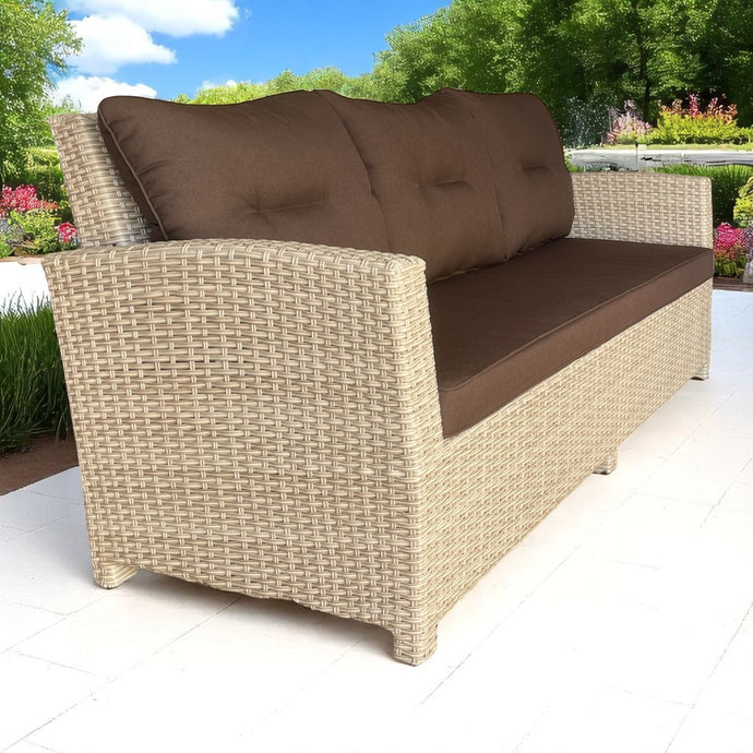 CAMBERWELL - 3 Seater Outdoor Artificial Wicker Lounge Sofa