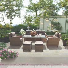 CAMBERWELL 7-seater outdoor dining set with dark brown cushions