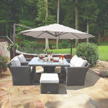 CARLTON 6-seater outdoor dining set with square table, lounge sofa, chairs and ottomans - DECOR STAR